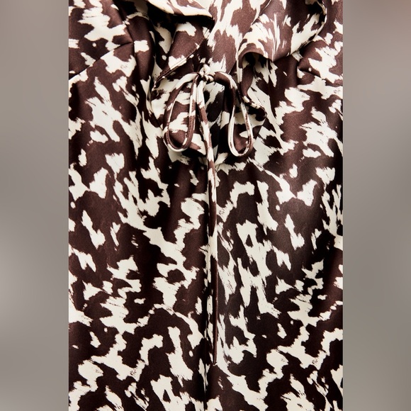 ZARA ~ Printed Satin Effect Midi Dress with Ruffles - Picture 7 of 12
